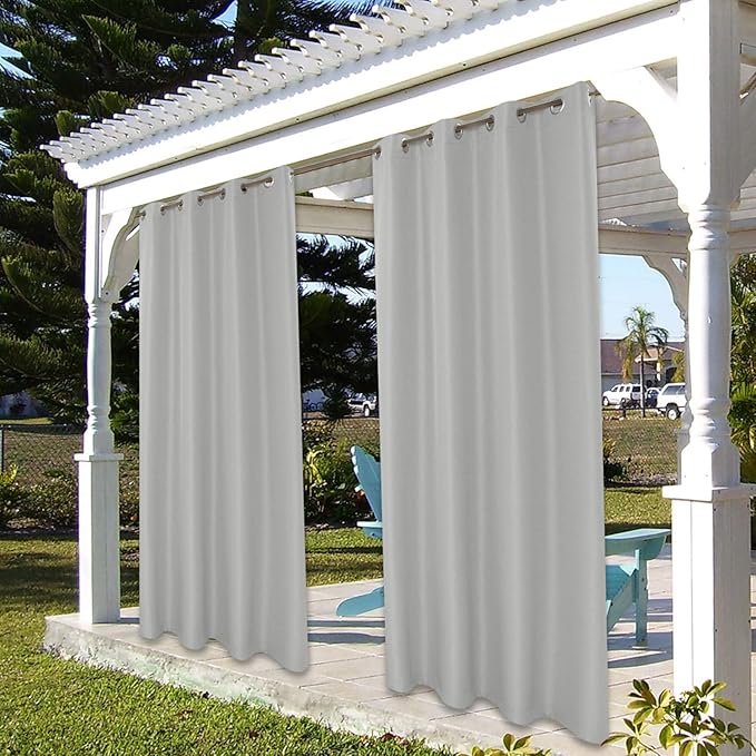 BONZER Outdoor Curtains for Patio Waterproof Thick Privacy Grommet Light Filt...