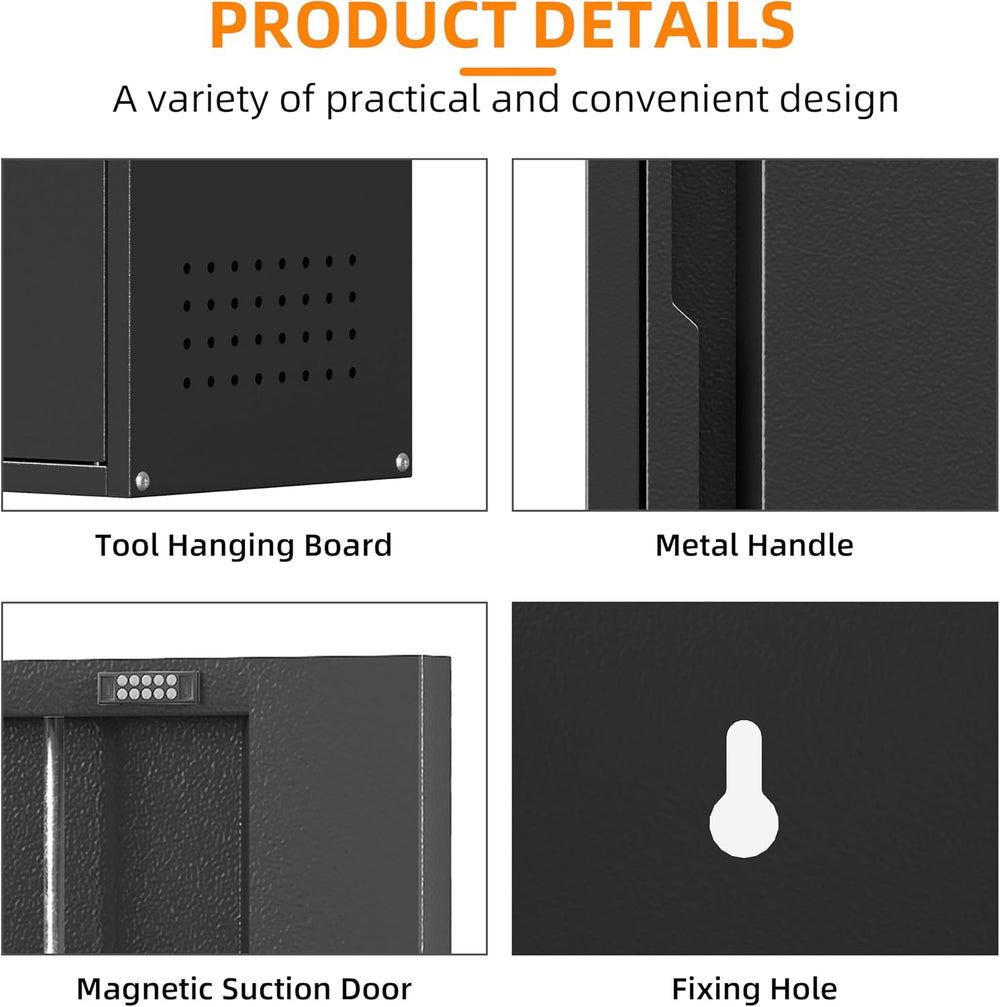 Garage Wall Cabinet, 13.8" H Metal Wall Cabinet with Up-Flip Door