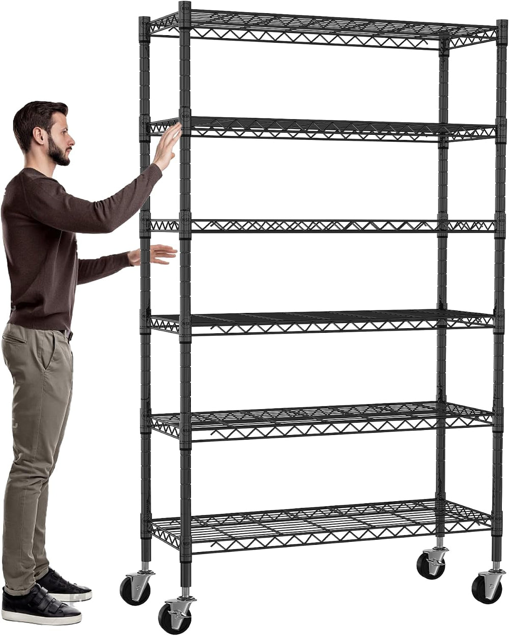 Meet perfect 6-Tier Storage Shelves NSF Certified Wire Shelving Unit on Wheel...