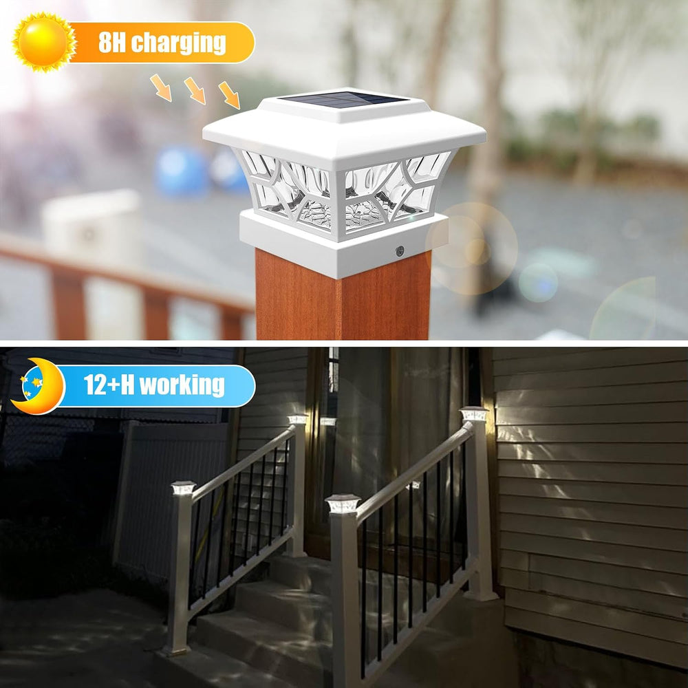 VOLISUN Solar Post Cap Lights Outdoor, Solar Powered Fence Cap Lights for 4x4...