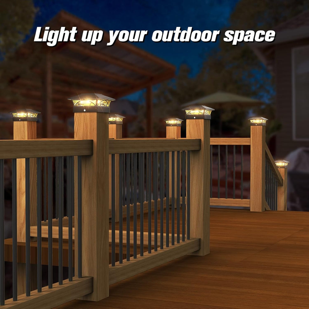 JOFIOS Post Cap Lights Outdoor 12pack, Black Deck Fence Post Lights Solar Pow...