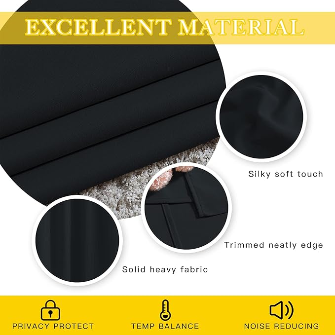 NICETOWN Black Out 144 inch Curtain for Sliding Glass Door, Grommet Thermal I...