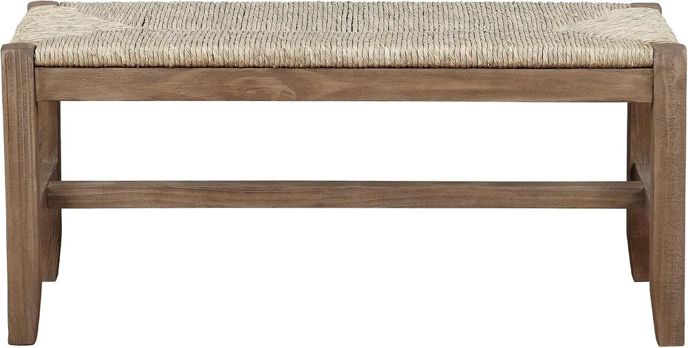 Alaterre Newport Solid Wood Entryway Bench with Rush Seat, Natural