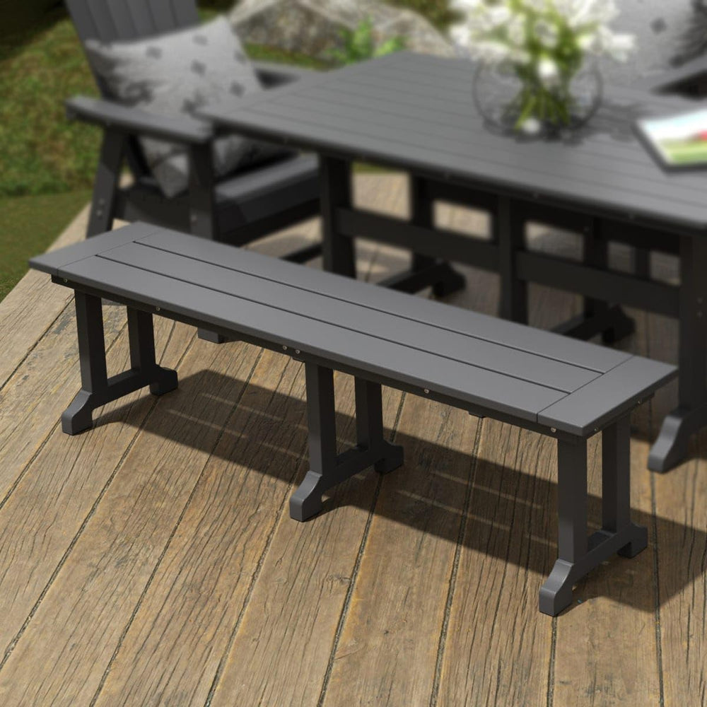 Malibu 65" Outdoor Dining Bench, All Weather Resistant Poly Lumber Patio...