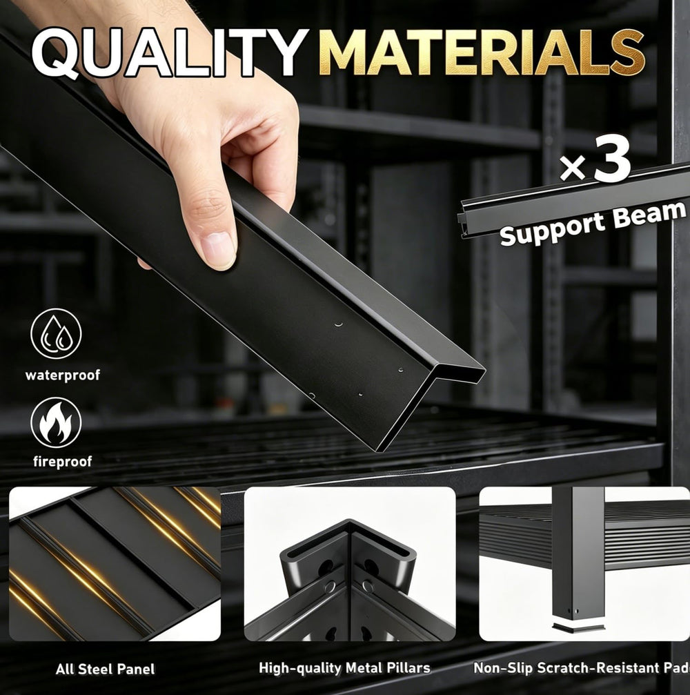 84" H 5-Tier Heavy Duty Storage Shelves, 3000LBS Capacity Adjustable Met...