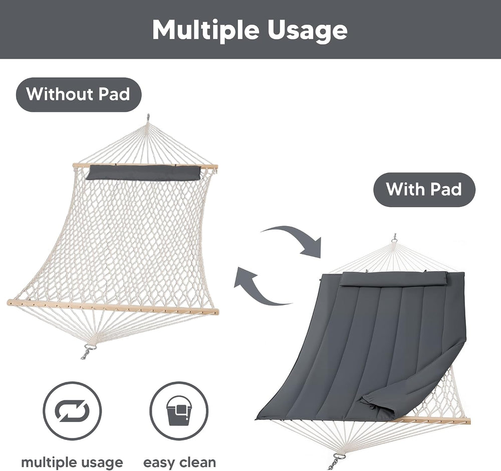 Hammocks for Outside, Two Person Hammock for Patio, Garden, Porch, Outdoor, D...