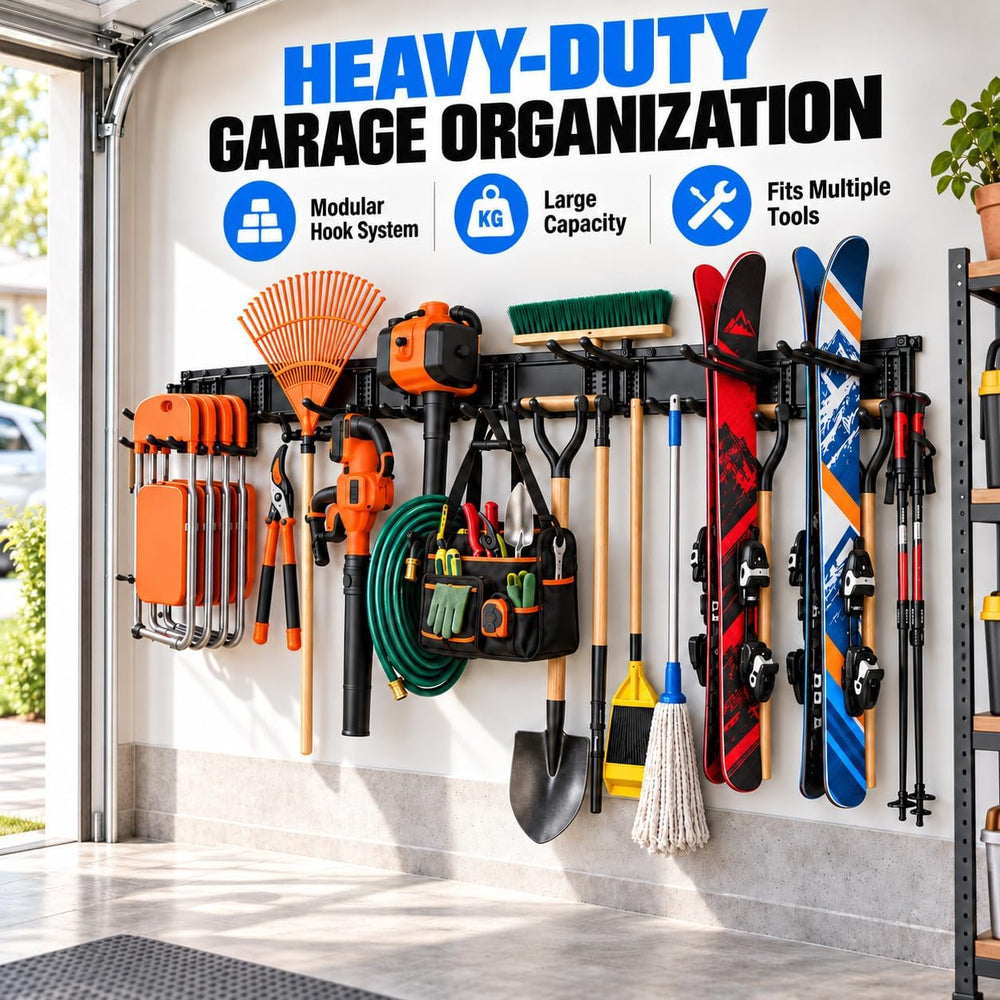 Ski Rack 66" Garage Tool Organizer Wall Mount 700 lbs Garden Tool Organizer