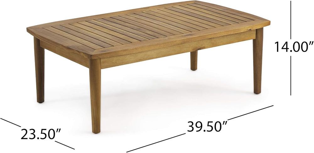Christopher Knight Home Felix Outdoor Acacia Wood Loveseat Set with Coffee Ta...