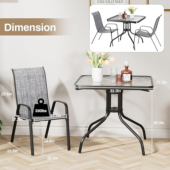 TLSUNNY Patio Dining Set 5 Pieces, All Weather Outdoor Furniture W/30"X ...