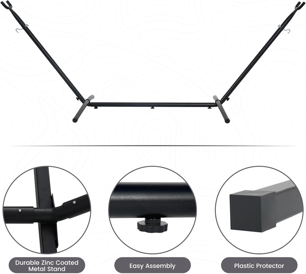 Lazy Daze Hammocks Double Hammock with 9FT Space Saving Steel Stand Includes ...