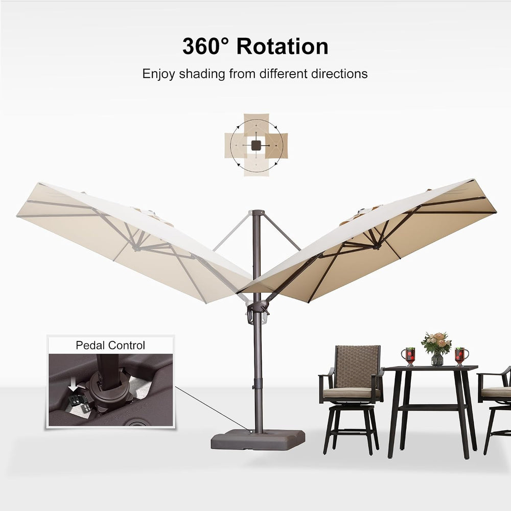 PURPLE LEAF Cantilever Umbrella with Base 8' X 8' Bronze, Beige