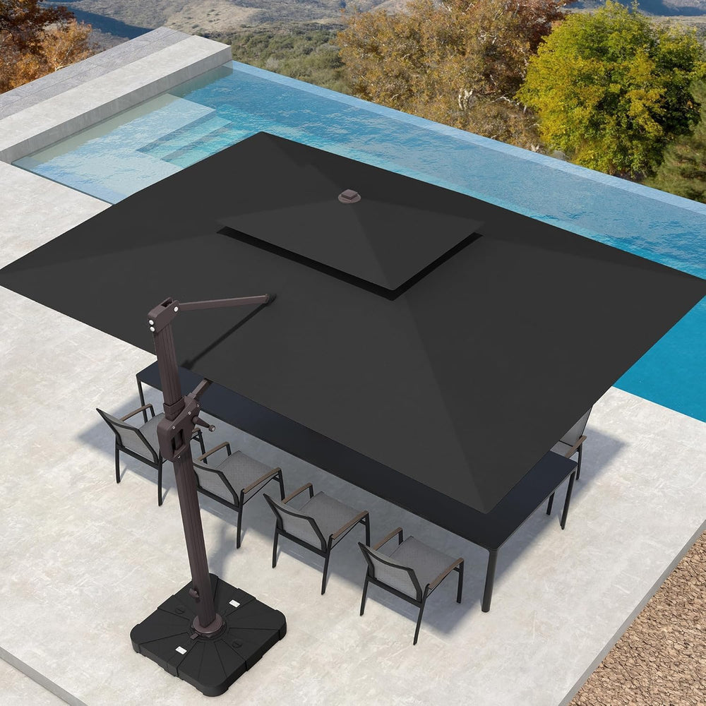 Deconk 10' X 13' Patio Cantilever Outdoor Umbrella with Base and LED ...