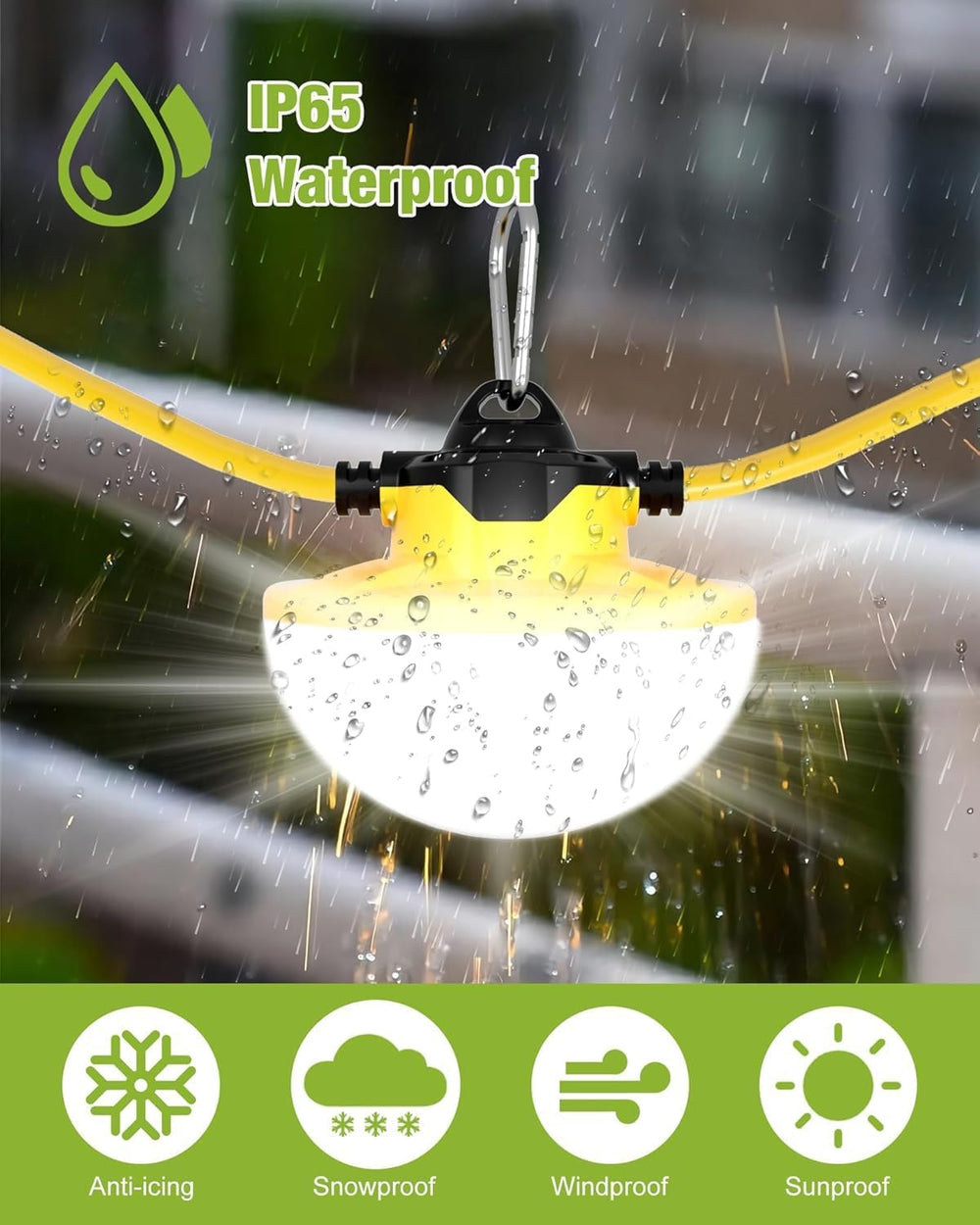 100FT LED Construction String Lights 130W 16000LM Industrial String Work Ligh...