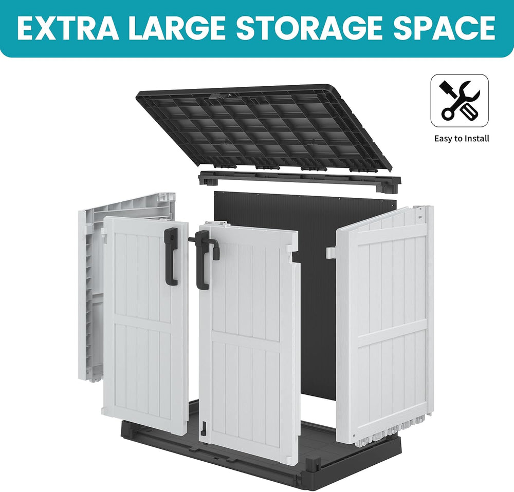 Outdoor Horizontal Storage Cabinet Box 36 Cu Ft with Lockable Doors, Outdoor ...