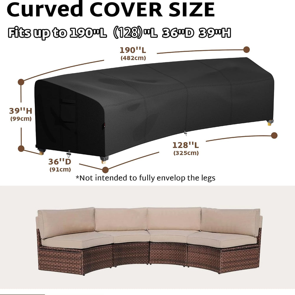 iBirdie Outdoor Sectional Cover for 190" Back 128" Front Curved Cou...