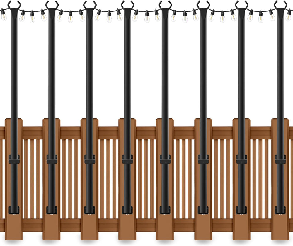 AHRLHR 8 Pack String Light Poles for Deck,5 Ft String Light Poles for Outside...