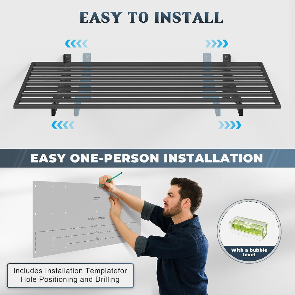 Jusgym 2 Pack Garage Shelving Wall Mounted with 8 Hooks, 2x4ft, 500lbs