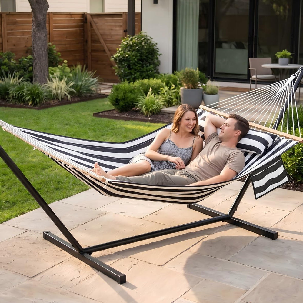 GAFETE 2 Person Hammock with Stand for Outside, Heavy Duty Steel Stand