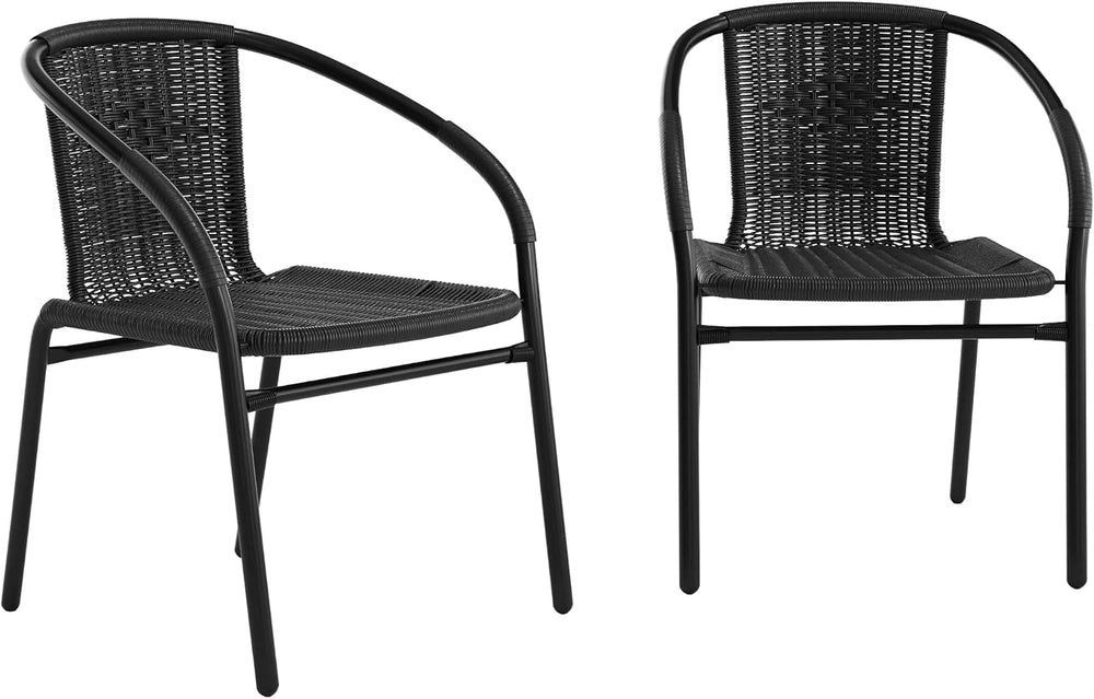 Flash Furniture Modern Rattan Indoor/Outdoor Restaurant Dining Chairs, Stacka...