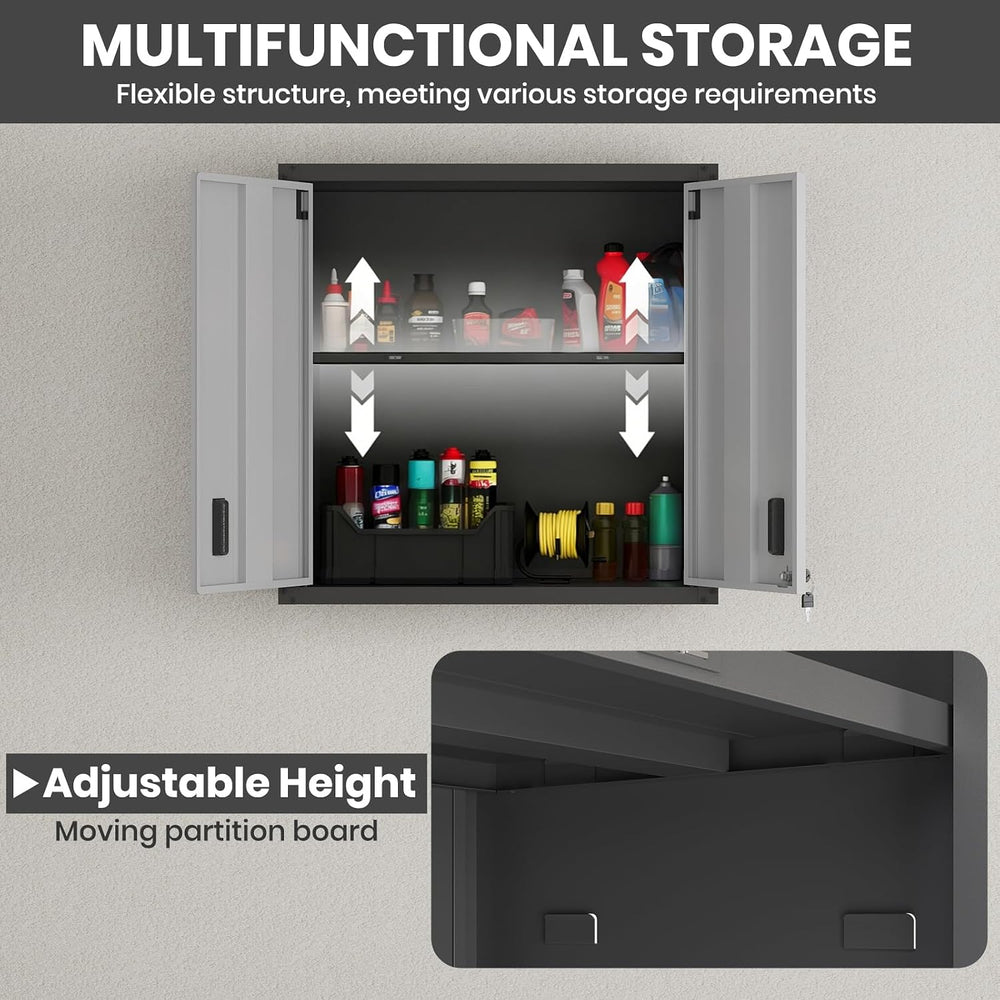 30 Inch Metal Wall Cabinet, Metal Wall Cabinet for Garage, 2pcs,Grey