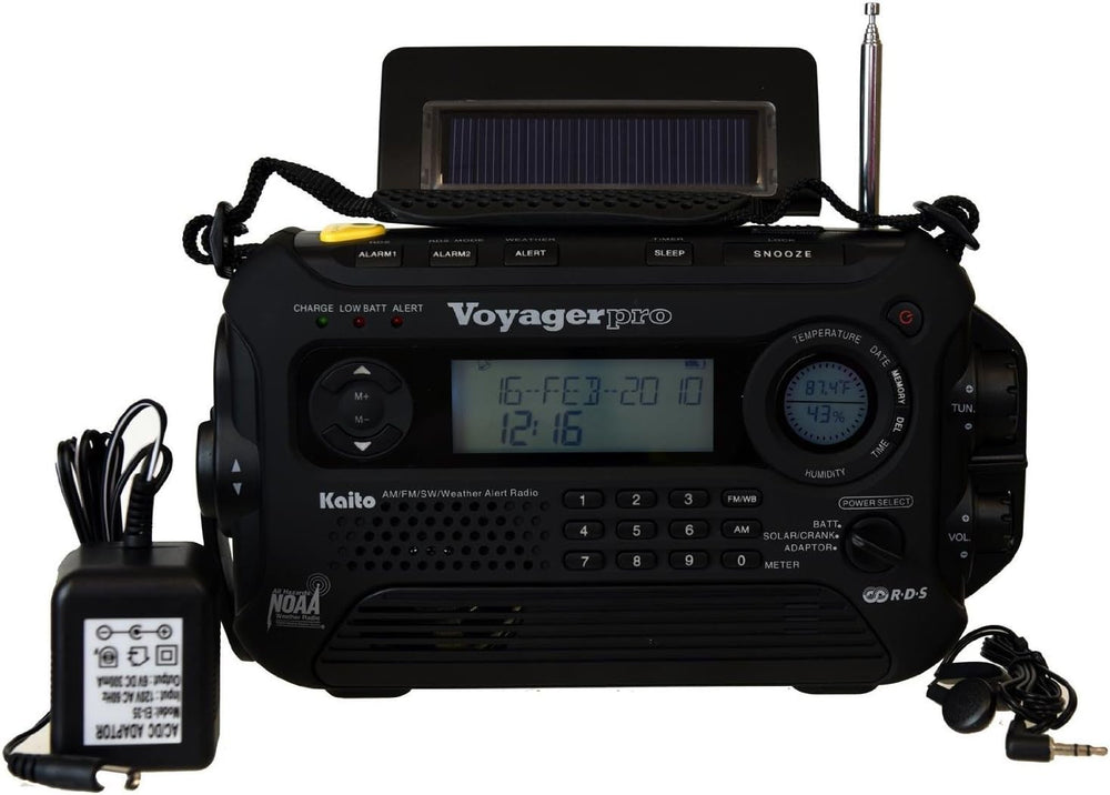 Kaito Voyager Pro KA600 Digital Solar Dynamo Hand Crank AM/FM/LW/SW & NOA...