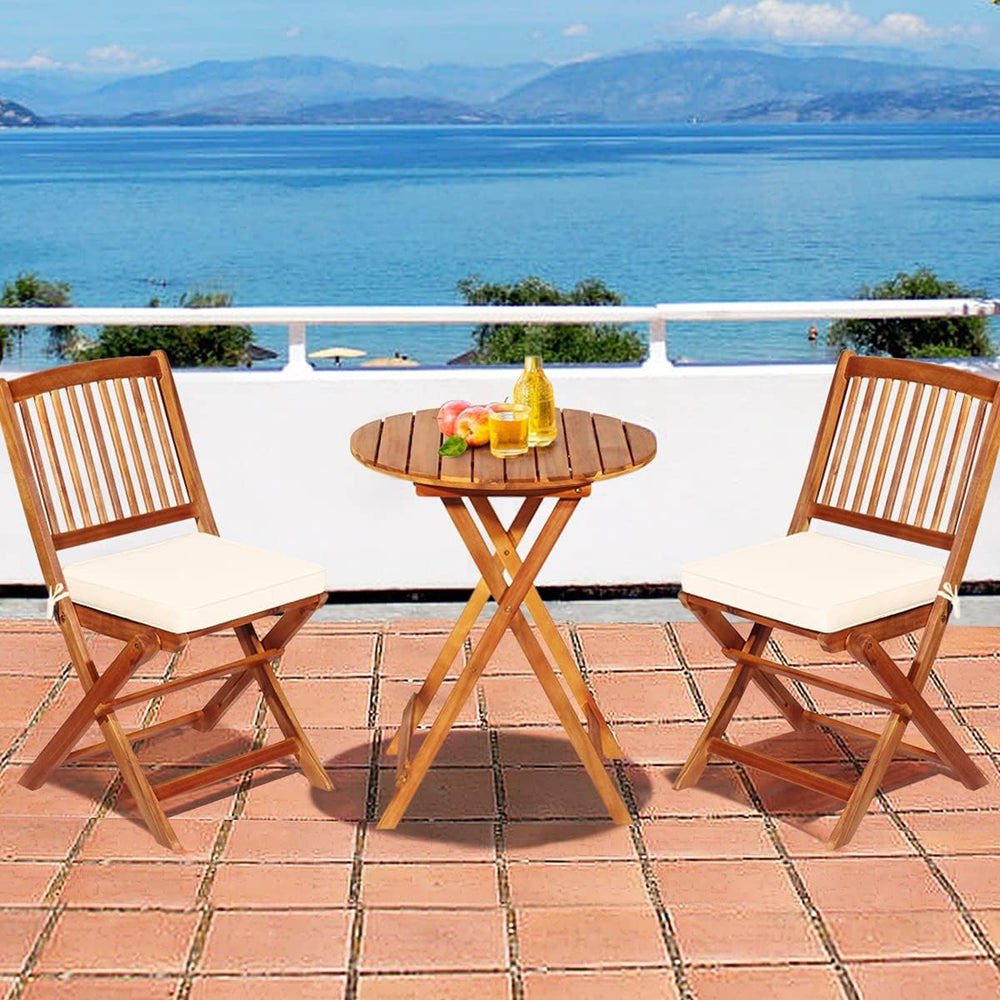 DORTALA Folding Outdoor Bistro Set 3 Piece, Garden Table and Chairs Set with ...