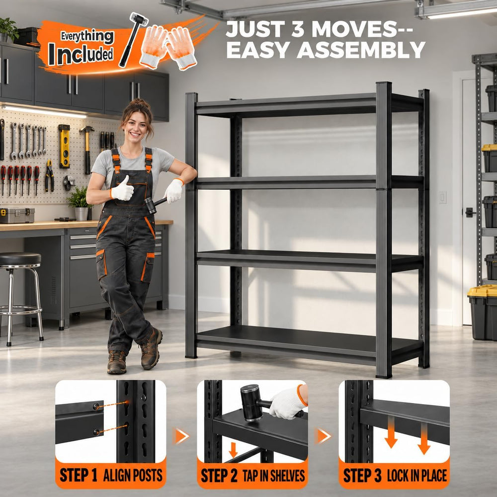 Garage Shelving Heavy Duty Storage Shelves Boltless Unit 44"H x 40"...