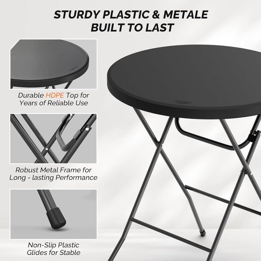 VINGLI 32" Cocktail Table, Folding Round Table Bar Height, High Top Table
