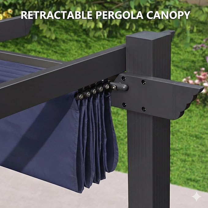 Pergola Shade Cover Replacement Canopy Top Compatible with 10 X 10 ft 6-Bar P...