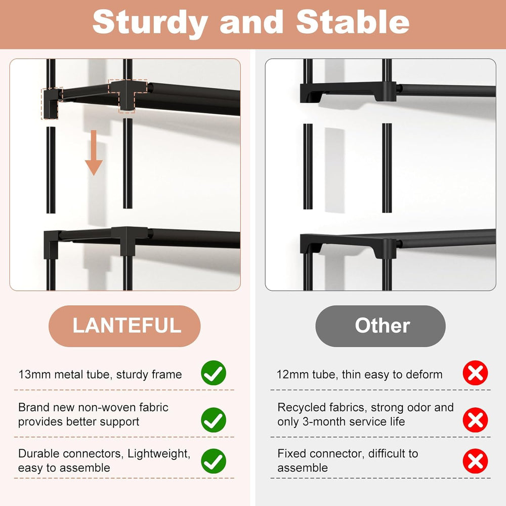LANTEFUL Shoe Rack with Covers - 10 Tiers Tall Shoe Rack Organizer Large Capa...