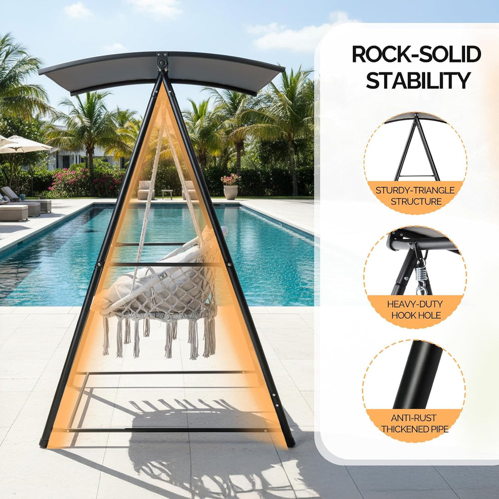Hammock Chair with Stand, Comfy Hanging Chair with Cusion, Swing Stand with C...