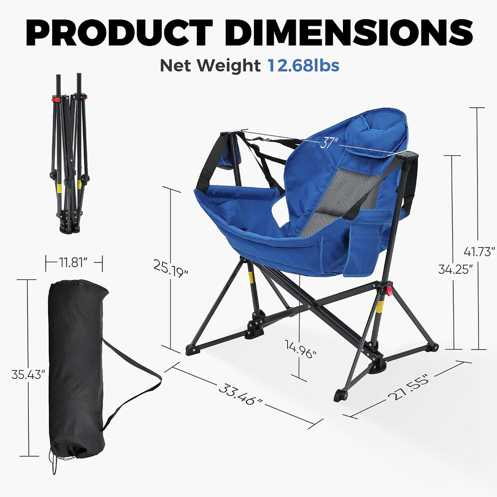 Hammock Camping Chair, Foldable Portable Rocking Chairs for Adults Outside Sw...