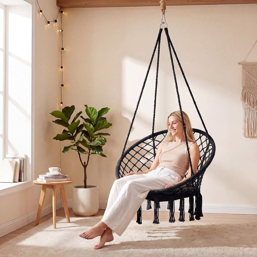Happygrill Hammock Swing Chair with Round Seat Cushion