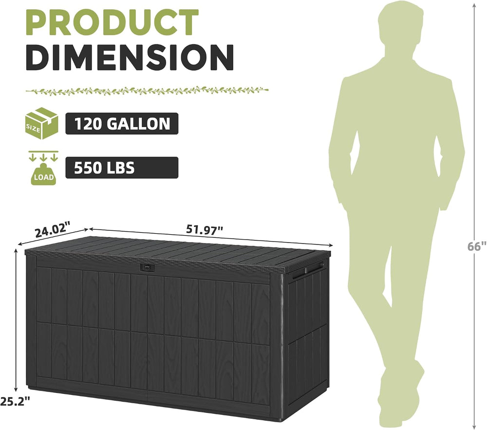 120 Gallon Deck Box Outdoor Storage Box Storage Container Package Delivery Bo...