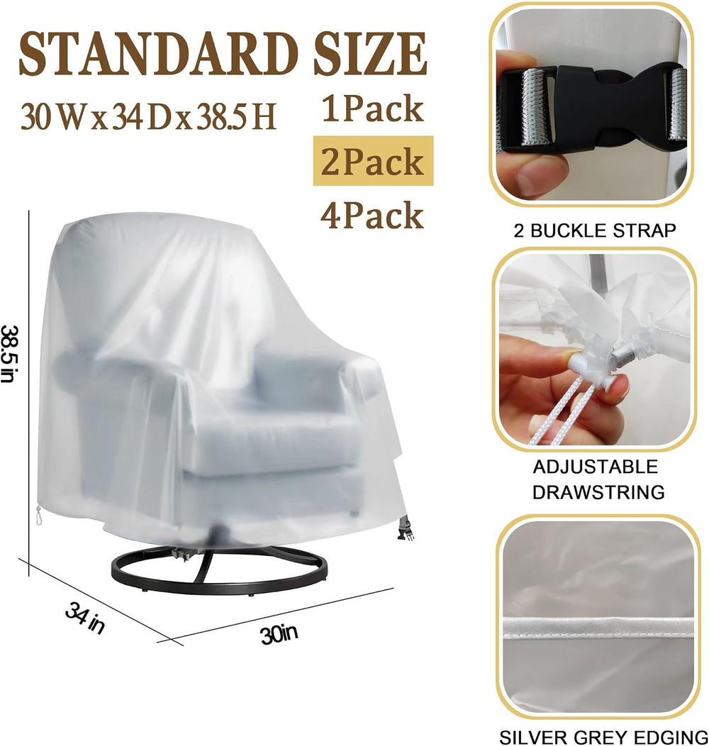 Frosted PVC Outdoor Swivel Lounge Chair Cover – Soft, Waterproof, Semi-Transp...