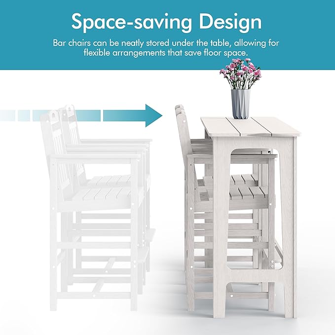 Ciokea Outdoor Bar Height Table Set of 5, 60" Extra Long Rectangle High ...