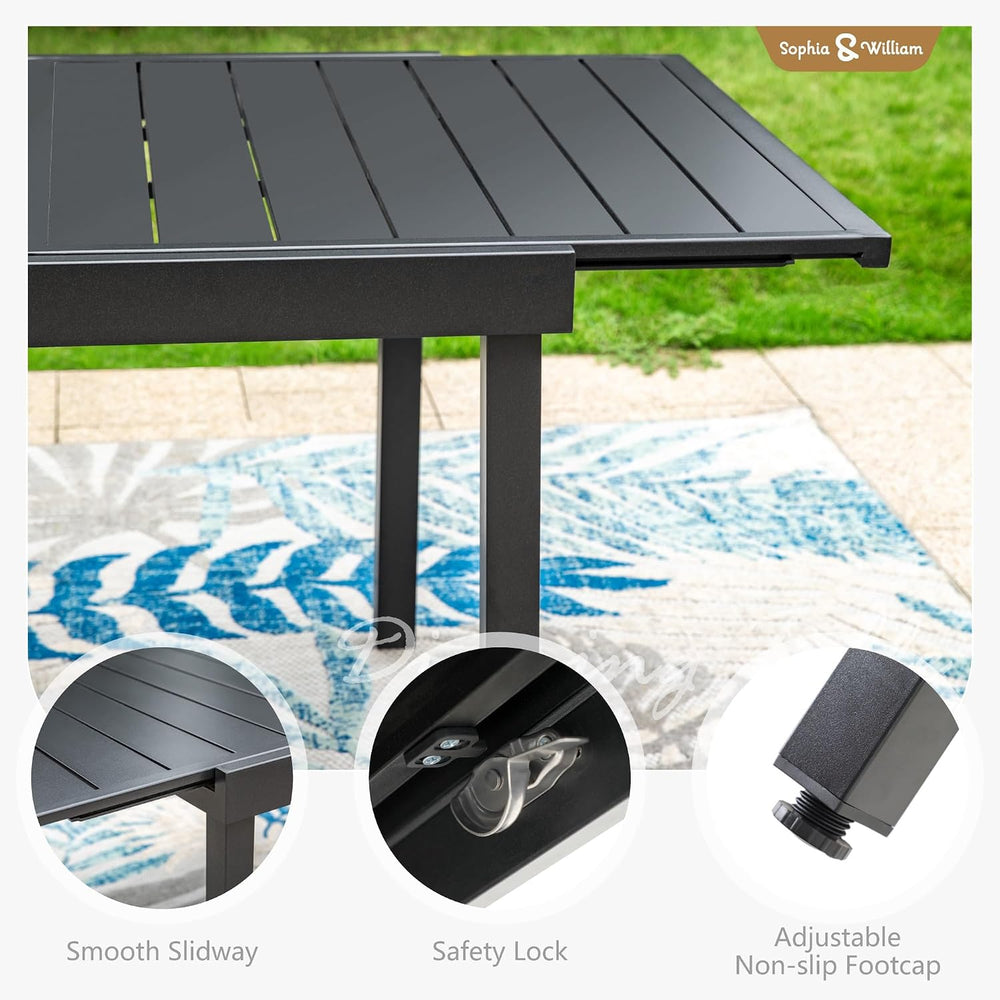 Sophia & William Outdoor Dining Set for 8 with Expandable Metal Table