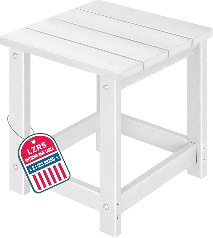 LZRS Adirondack Square Outdoor Side Table for Patio, Pool Composite Patio Tab...