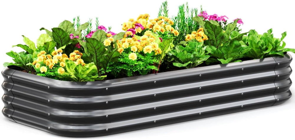 Quictent Galvanized Oval Raised Garden Bed Kit, 6x3x1 ft