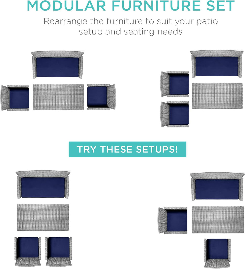 Best Choice Products 4-Piece Outdoor Wicker Patio Conversation Furniture Set ...