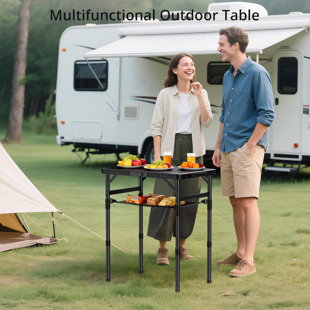 2 ft Small Folding Table, 3 Adjustable Height for Camping, 23" X 16"