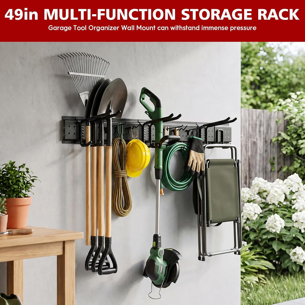 PTUNA 49.5"Garage Tool Organizer Wall Mount - 400 lbs Garden Tool Holder