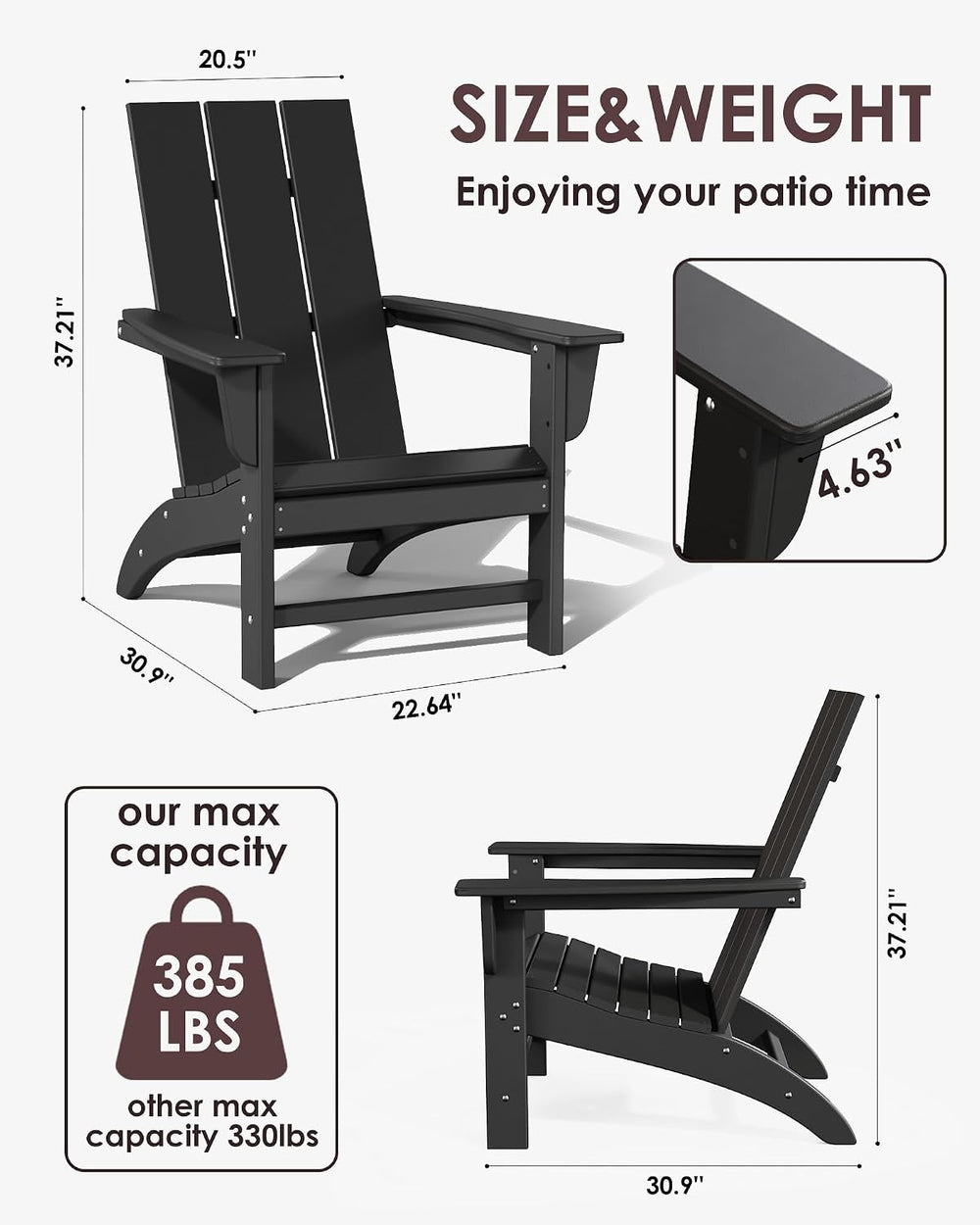 Poly Lumber Adirondack Chairs Set of 2 with Cup Holder