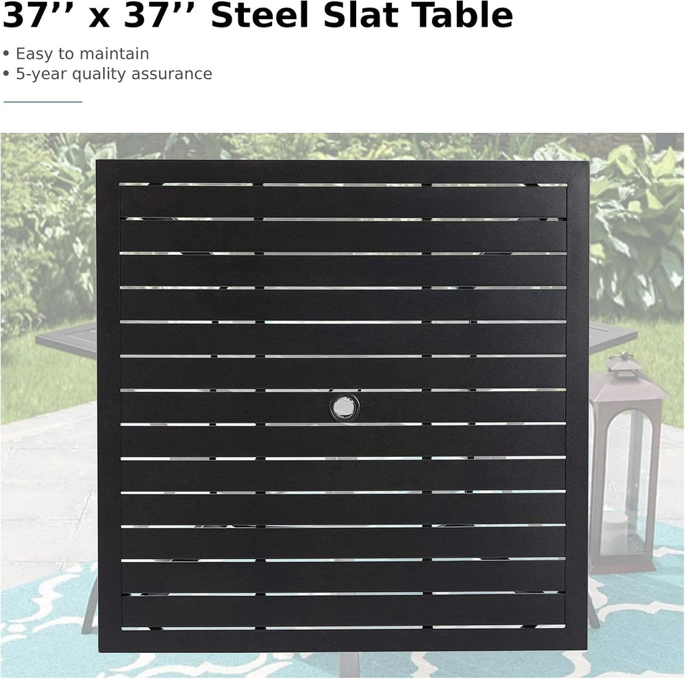MFSTUDIO Outdoor Table and Chairs Set for 4,37“ Square Metal Table&Chairs