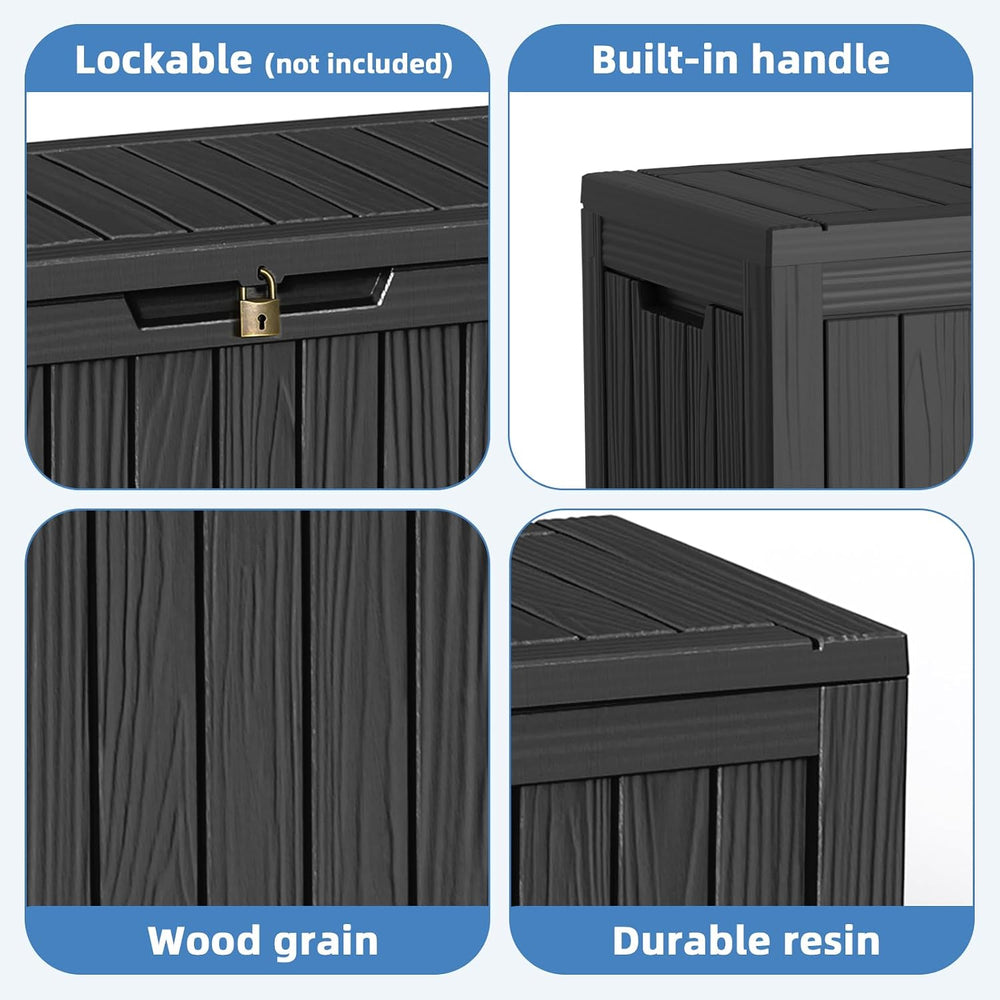 EasyUp Outdoor Storage Box 100 Gallon Waterproof Resin Deck Boxes Black