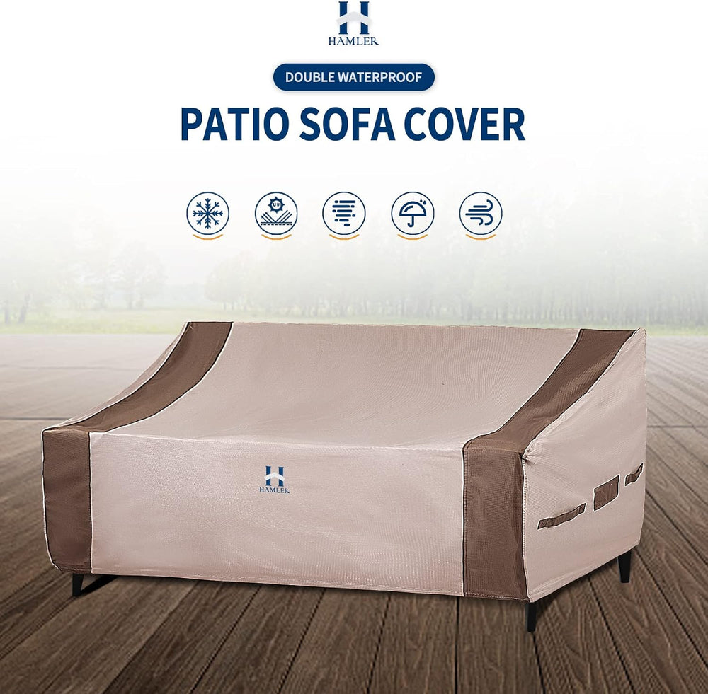 HAMLER Patio Sofa Cover - Heavy Duty Waterproof, 2-Seater Outdoor Couch Cover...