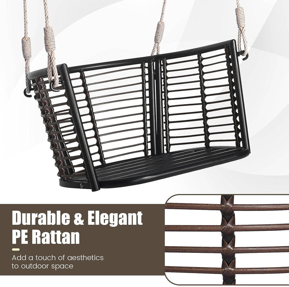 HAPPYGRILL 2 Pack Outdoor Porch Swing with Seat Cushion & Back Cushion
