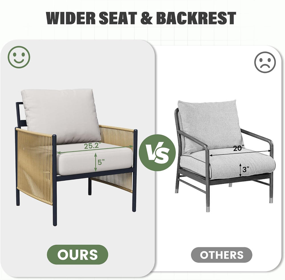 Aluminum Patio Furniture Set for 5, Rope Woven Outdoor Sofa Set