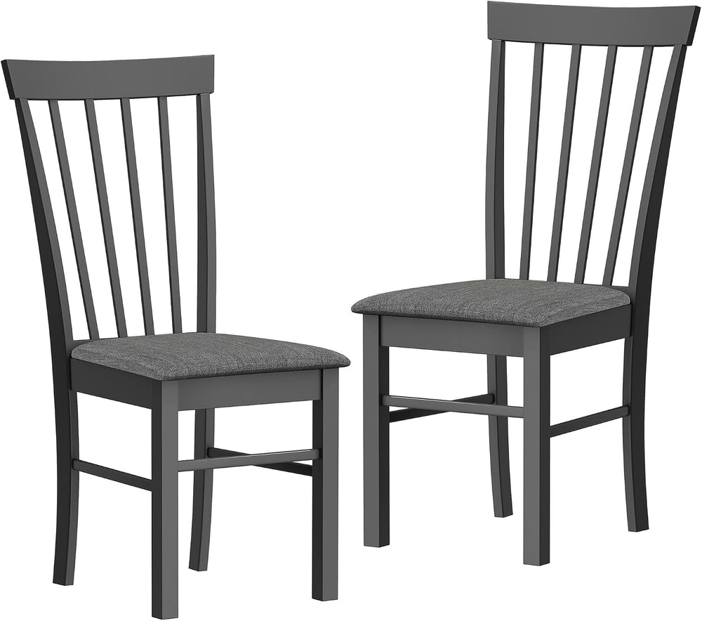 HOMCOM Wooden Dining Chairs Set of 2 Farmhouse Black and Gray
