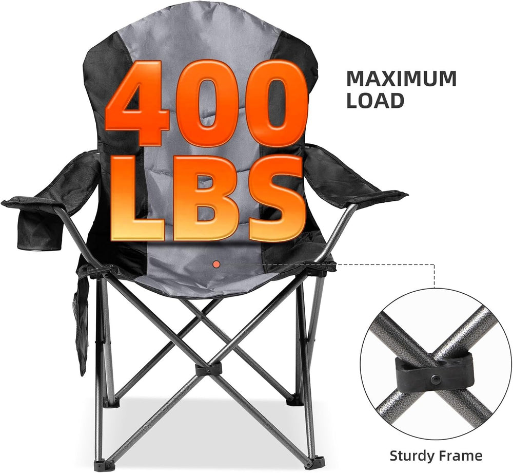 2 Pack Folding Camping Chairs for Adults - High Back Padded Outdoor Lawn Chai...